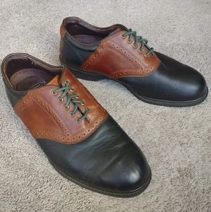 Allen Edmonds Jack Nicklaus Golf Shoes 10 Black Brown Leather Spikeless Lace-Up